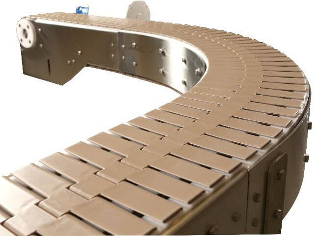 Curved table top conveyor chain